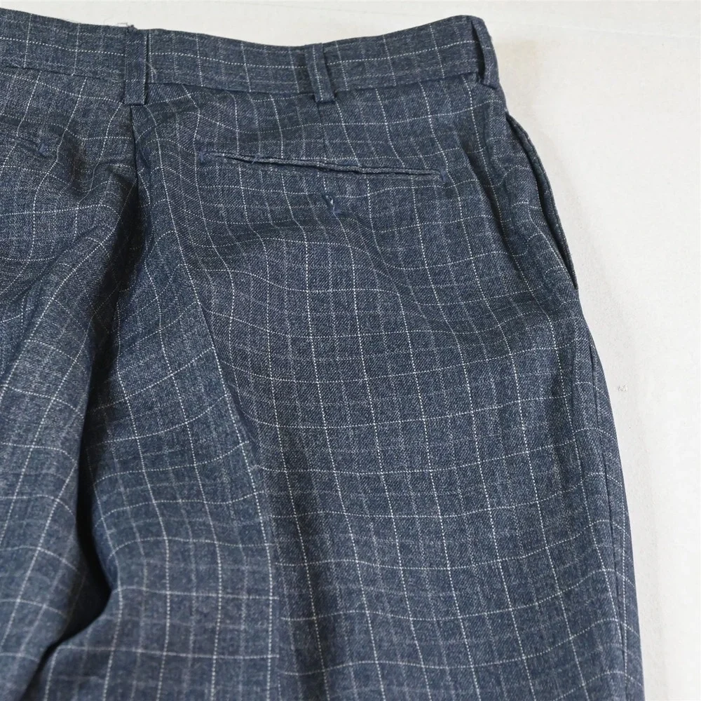 Gianni Vironi 44L 34x32 Blue Windowpane 3 Piece Vest Mens Jacket Pants‎ Suit